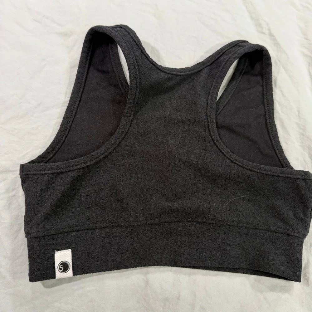 Five Dancewear Kids Youth Large Black V-Neck Racerback Sports Bra Dance Top YL
